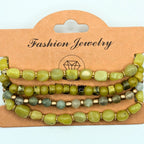 Lime Green Beaded Bracelets for Women Jewelry Boho Beaded 4 Stacked Set image 3