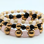 Pale Pink Beaded Bracelets for Women Jewelry Boho Beaded 3 Stacked Set image 0
