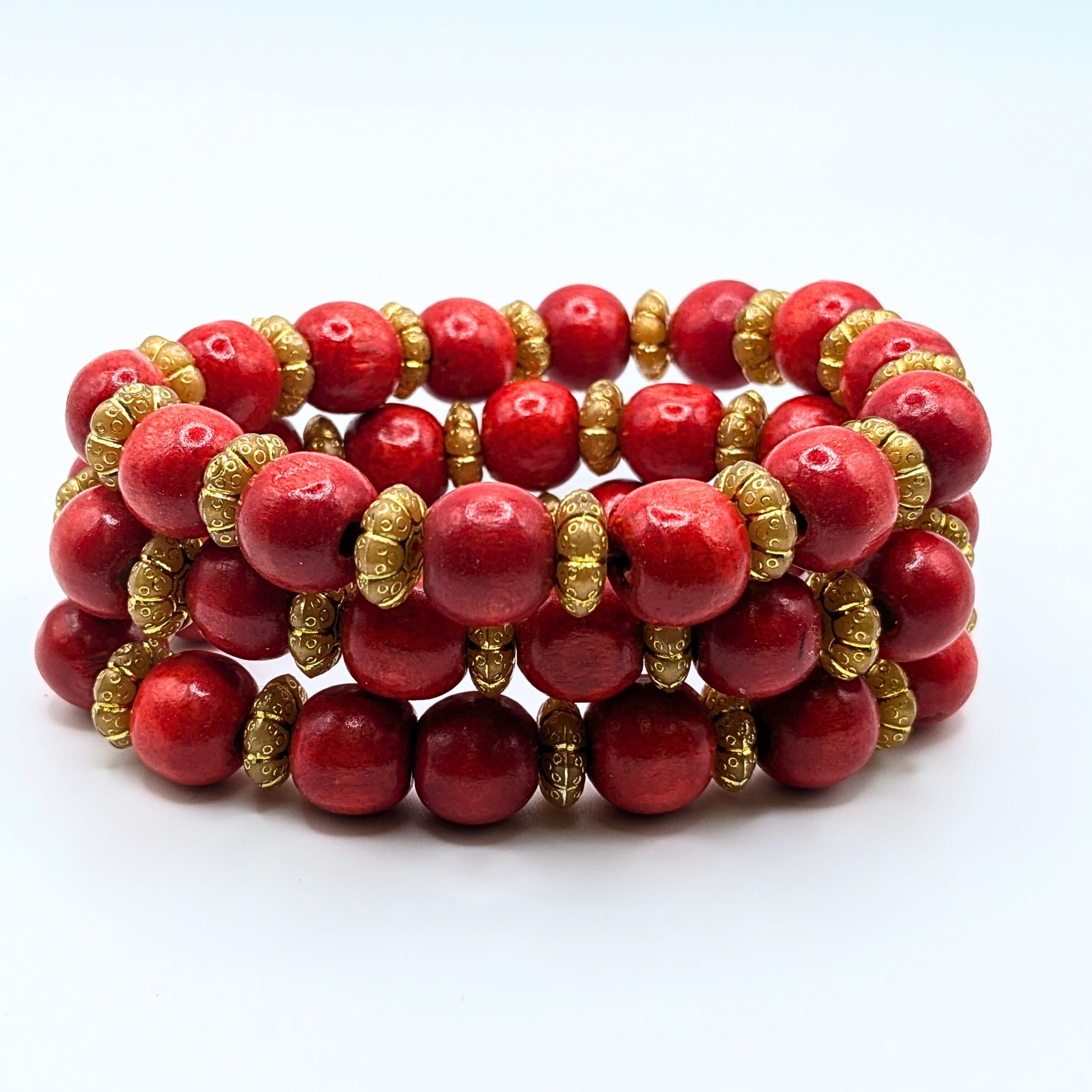 Red Beaded Bracelets for Women Jewelry Boho Beaded 3 Stacked Set image 2