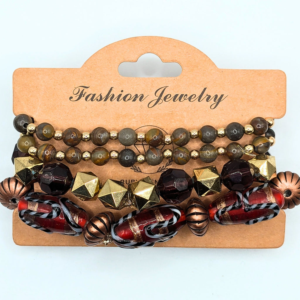 Mixed Beaded Bracelets for Women Jewelry Boho Beaded 4 Stacked Set image 4