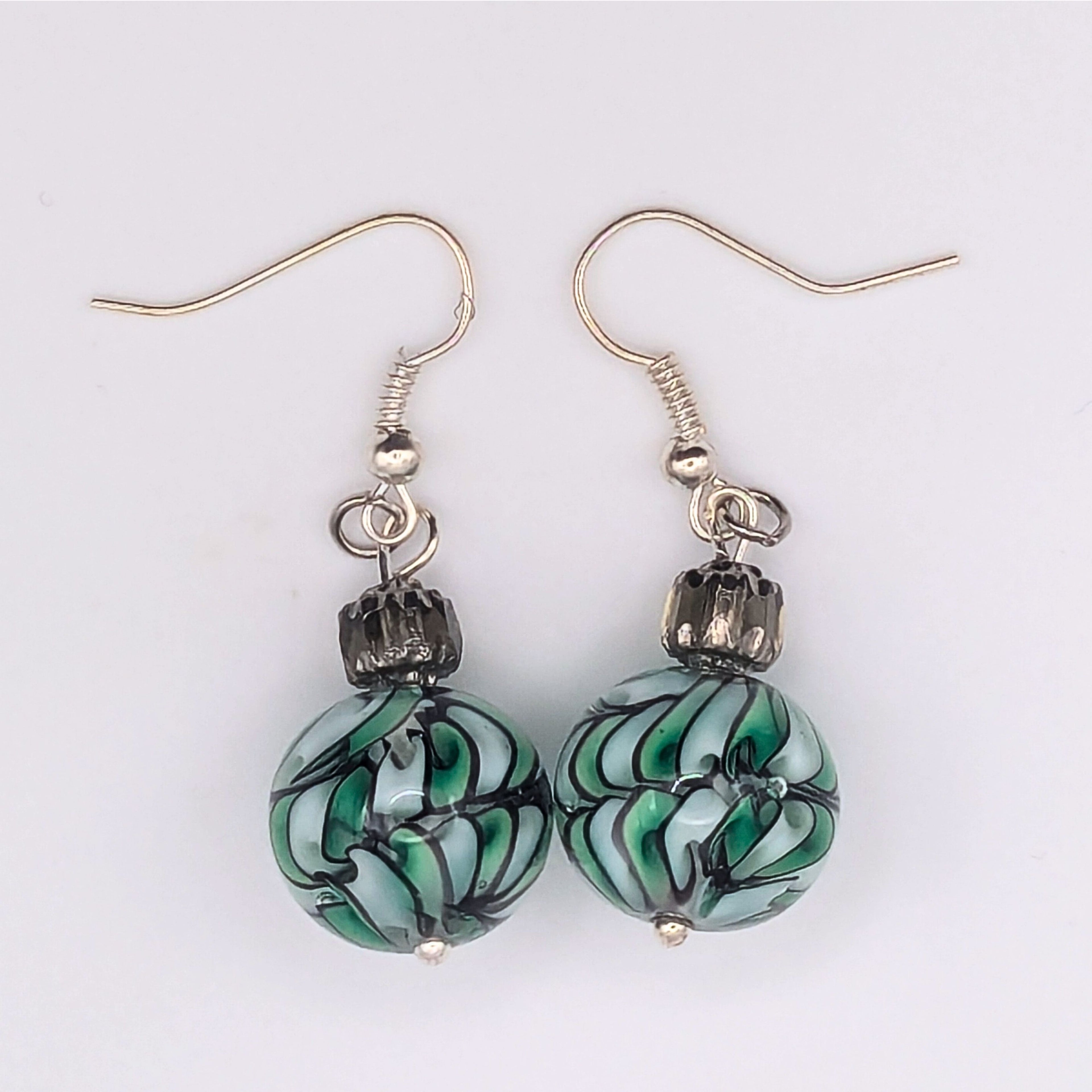 Green Marbled Dangle Earring image 1