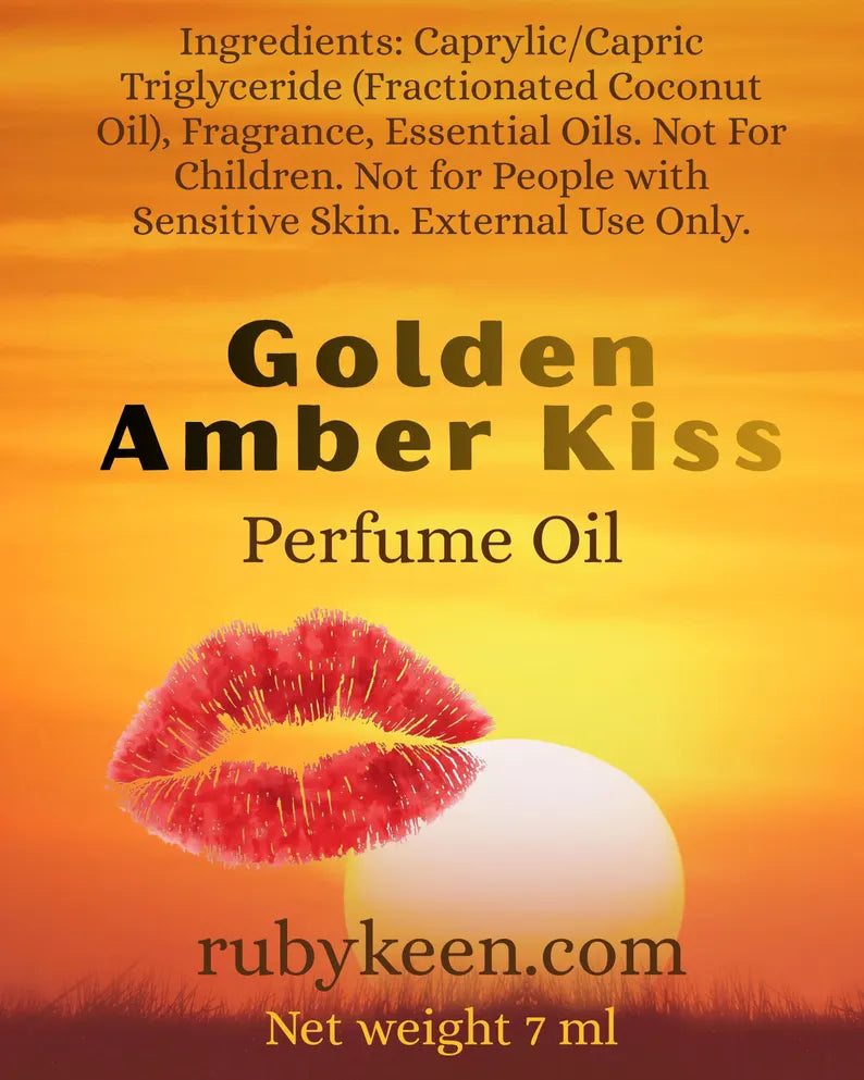 Golden Amber Kiss Perfume Oil, Ambrosia Pear Honey Scent, 7ml Rollerball image 3