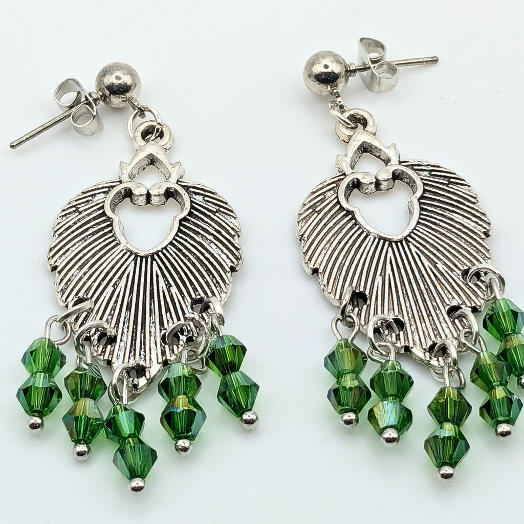 Blue Green Crystal Dangle Earrings image 0