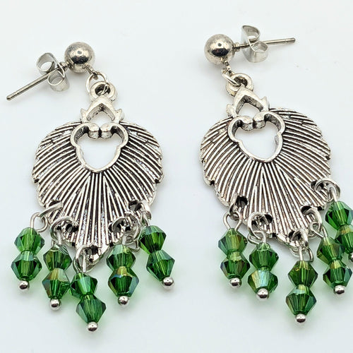 Blue Green Crystal Dangle Earrings image 0
