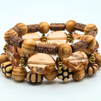 Brown Beaded Bracelets for Women Jewelry Boho Beaded 3 Stacked Set image 3