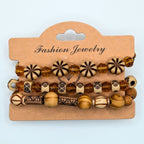 Brown Honey Beaded Bracelets for Women Jewelry Boho Beaded 3 Stacked Set image 1