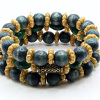 Deep Teal Beaded Bracelets for Women Jewelry Boho Beaded 3 Stacked Set image 0