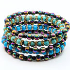 Light Blue Beaded Bracelets for Women Jewelry Boho Beaded 5 Stacked Set image 0