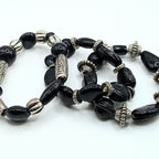Black Beaded Bracelets for Women Jewelry Boho Beaded 3 Stacked Set image 2