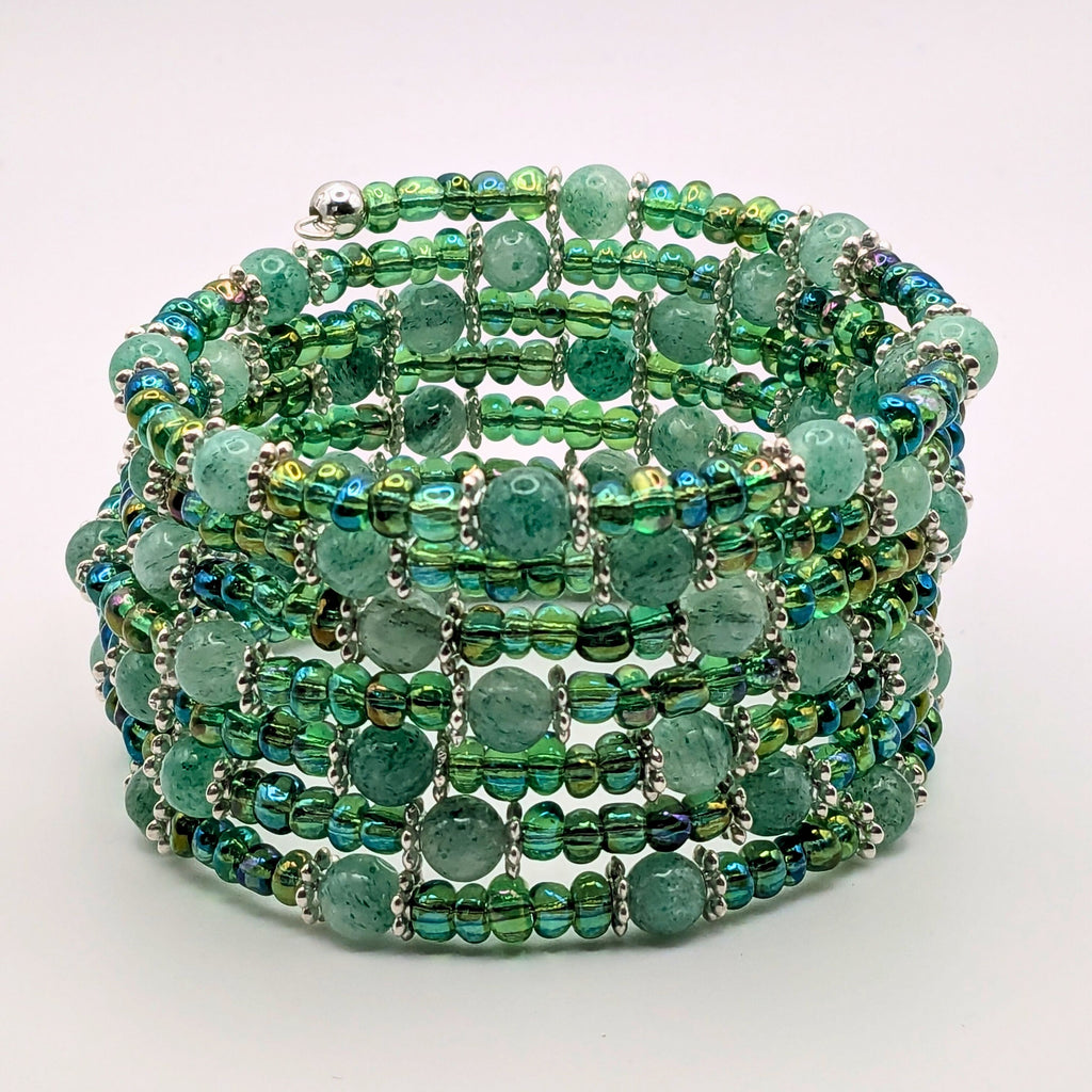 Chunky 7 Layer Beaded Wrap Cuff Bracelet image 0
