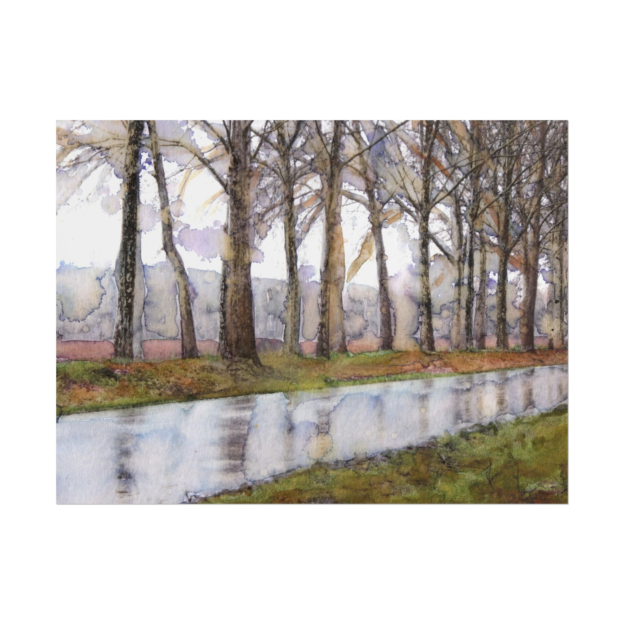 Rainy Road Watercolor Poster, Country Road Wall Art, Autumn Landscape Print, Serene Fall Landscape, The Road Not Taken Artwork