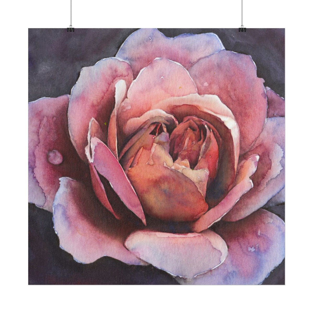 Pink Rose Wall Art, Watercolor Rose Poster, Pink Floral Art Print, Romantic Flower Wall Decor, Botanical Artwork, Rose Lover Gift