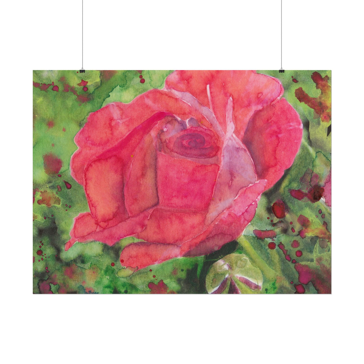 Abstract Red Rose Watercolor Poster, Red Rose Wall Art, Modern Floral Print, Abstract Flower Artwork, Romantic Botanical Decor