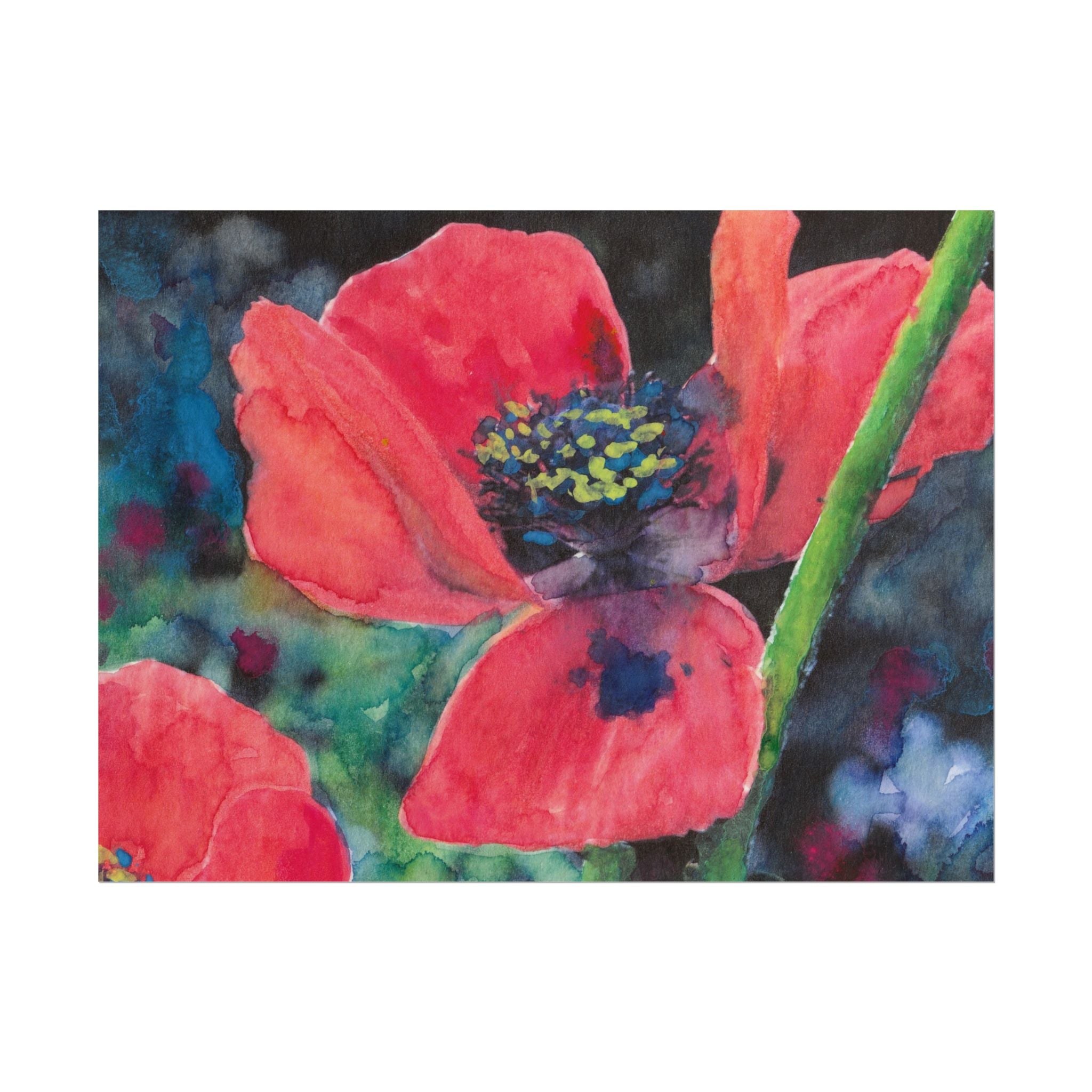 Red Poppy Flower Watercolor Poster, Red Poppy Wall Art, Floral Fine Art Print, Botanical Flower Decor, Dramatic Red Flower Artwork