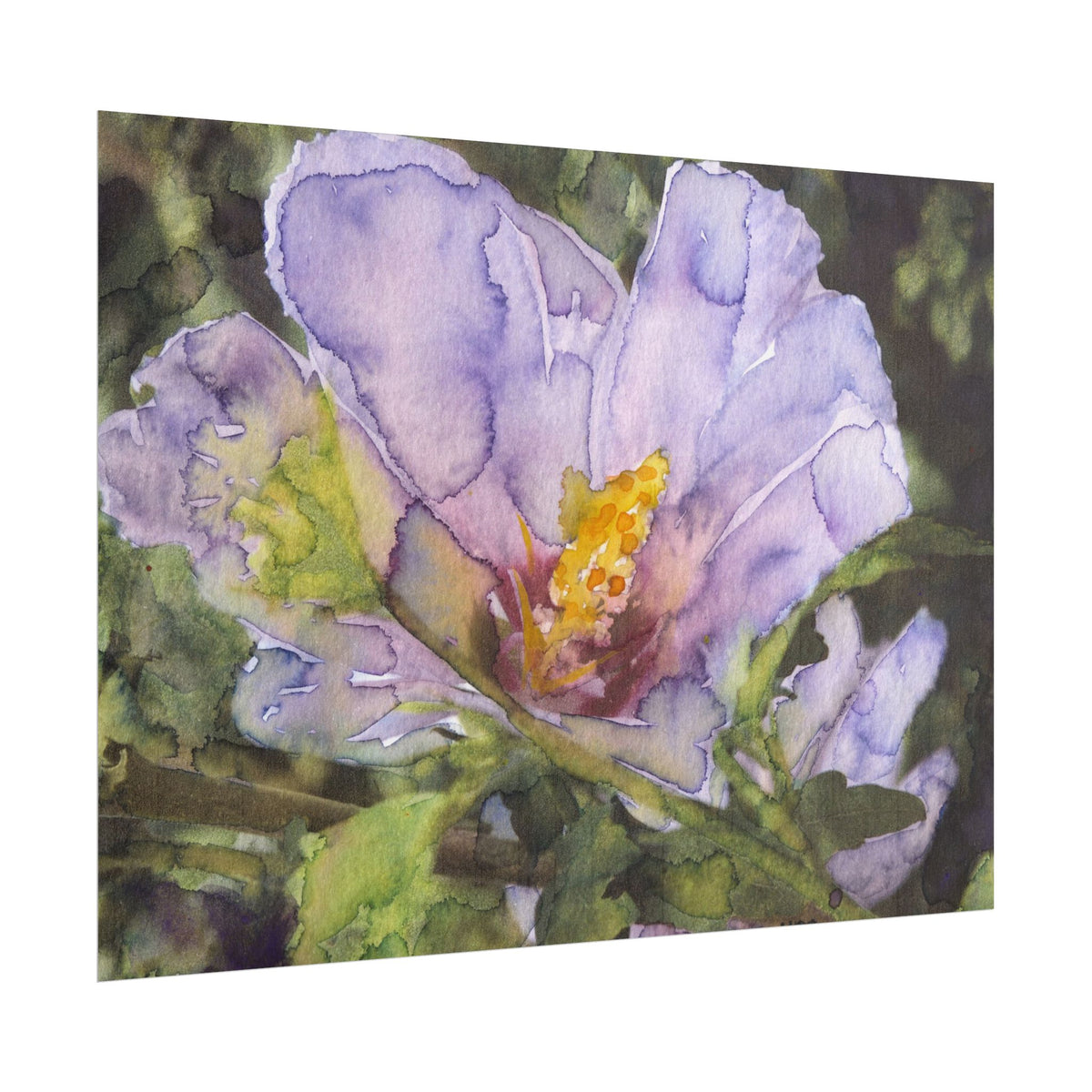 Purple Hibiscus Flower Watercolor Poster, Purple Floral Wall Art, Hibiscus Botanical Print, Tropical Flower Decor, Nature Art