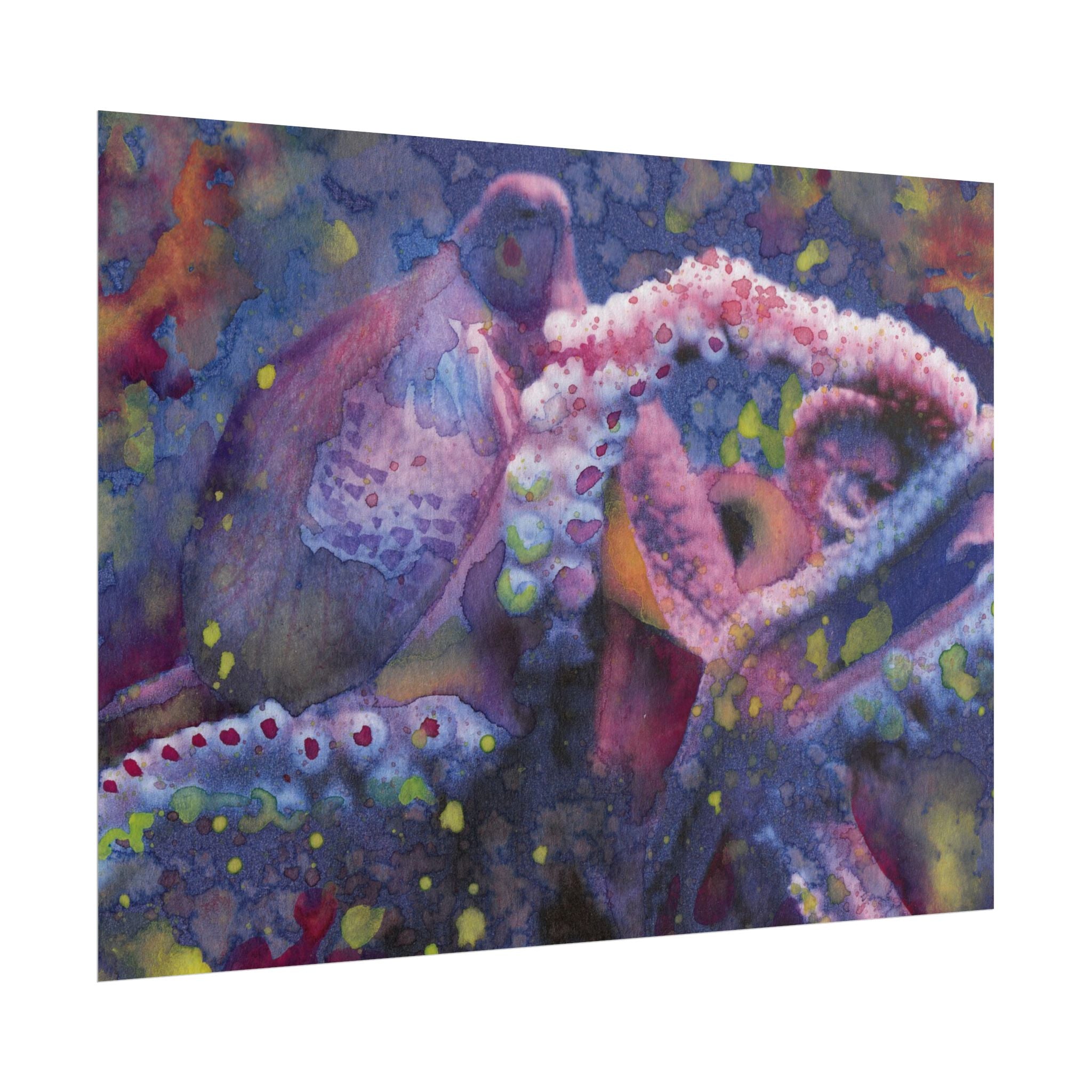 Purple Octopus Watercolor Poster, Octopus Wall Art, Underwater Ocean Art Print, Marine Life Decor, Modern Sea Life Artwork