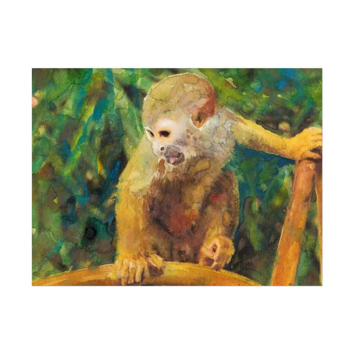Monkey Watercolor Print, Tropical Jungle Animal Wall Art, Colorful Monkey Poster, Vibrant Wildlife Art, Exotic Nature Decor