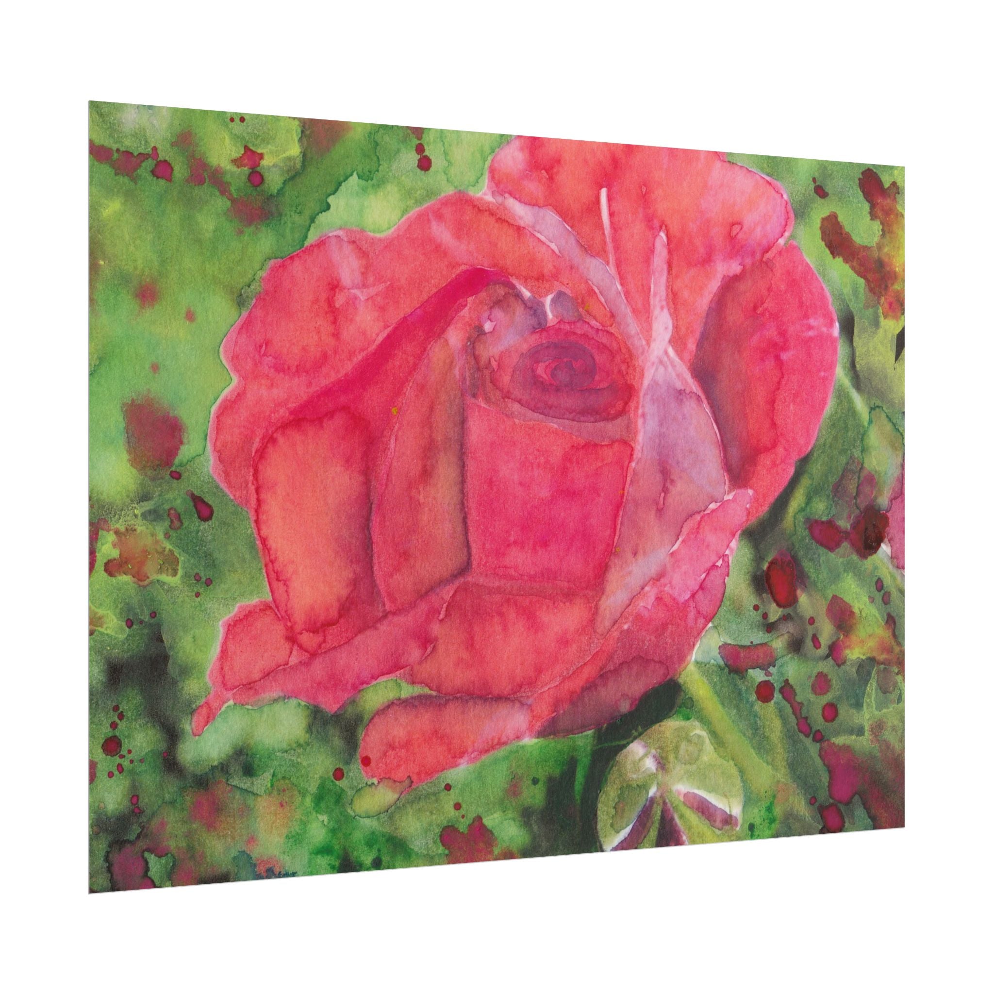 Abstract Red Rose Watercolor Poster, Red Rose Wall Art, Modern Floral Print, Abstract Flower Artwork, Romantic Botanical Decor