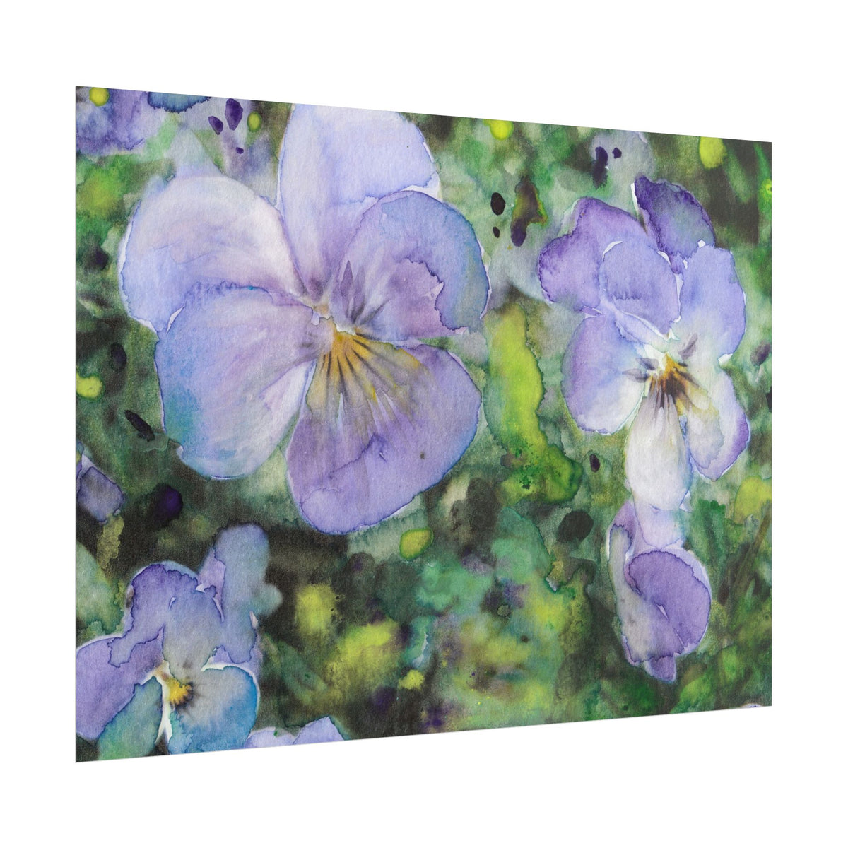 Blue and Purple Pansy Watercolor Poster, Floral Wall Art, Summer Flower Garden Print, Botanical Home Decor, Gardener Gift
