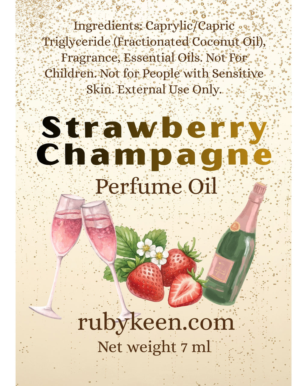 Strawberry Champagne Perfume Oil | Sweet Fruity Musk Scent | 7ml Rollerball image 2