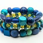Blue Beaded Bracelets for Women Jewelry Boho Beaded 3 Stacked Set image 0