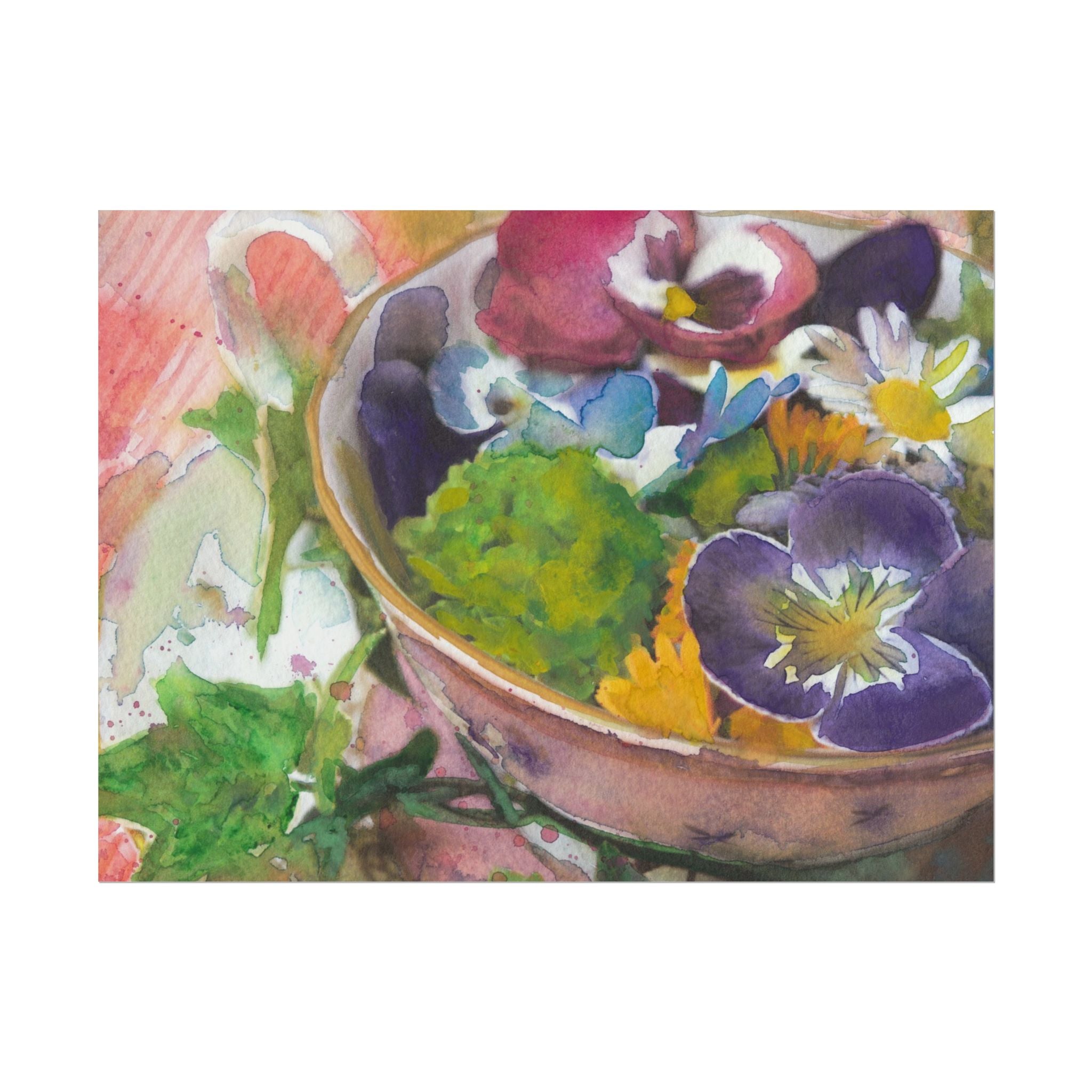 English Teacup Watercolor Poster, Floral Teacup Wall Art, Cottagecore Tea Party Print, Pansy & Daisy Botanical Art, Vintage Tea Decor