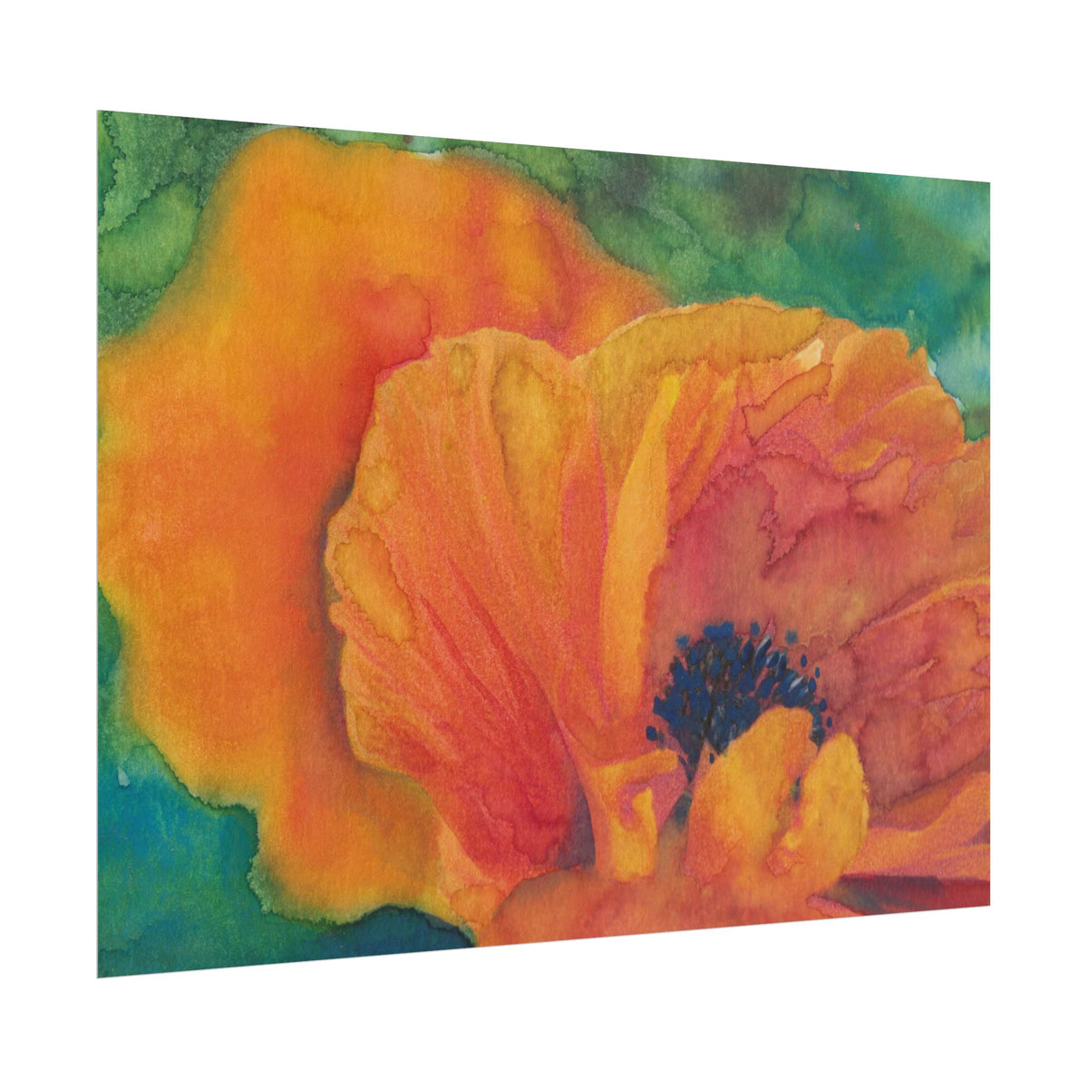 Orange Poppy Watercolor Art Print, Abstract Floral Wall Art, Orange Flower Botanical Poster, Painterly Fine Art Print, Nature Decor