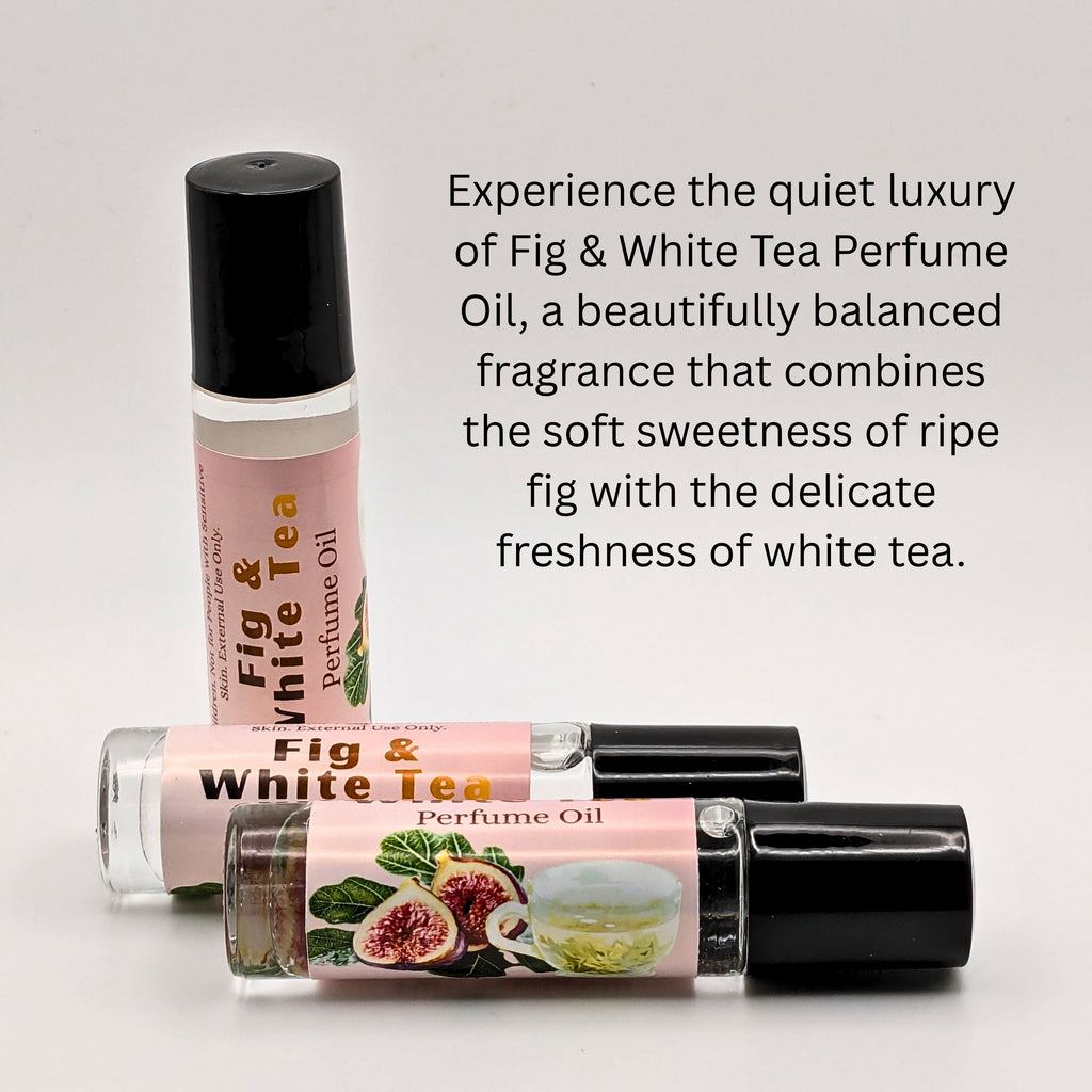 Fig & White Tea Perfume Oil | Fresh Botanical Fragrance | Clean Tea Scent image 1
