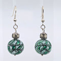 Green Marbled Dangle Earring image 0