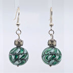 Green Marbled Dangle Earring image 0