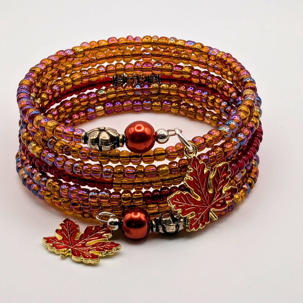 Turning Fall Leaves Beaded Wrap Bracelet image 2