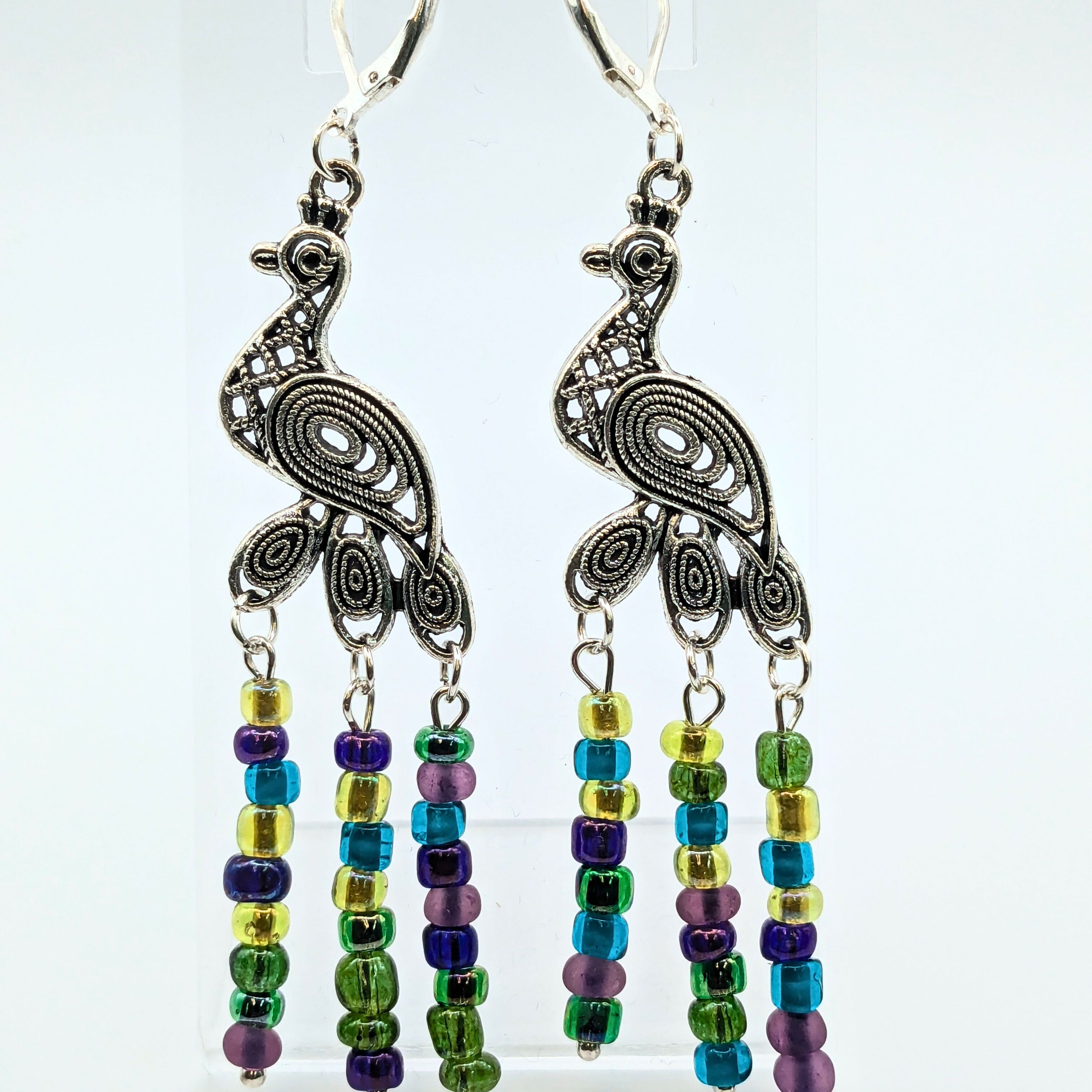 Peacock Crystal Dangle Earrings image 3