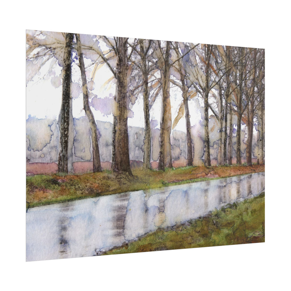 Rainy Road Watercolor Poster, Country Road Wall Art, Autumn Landscape Print, Serene Fall Landscape, The Road Not Taken Artwork