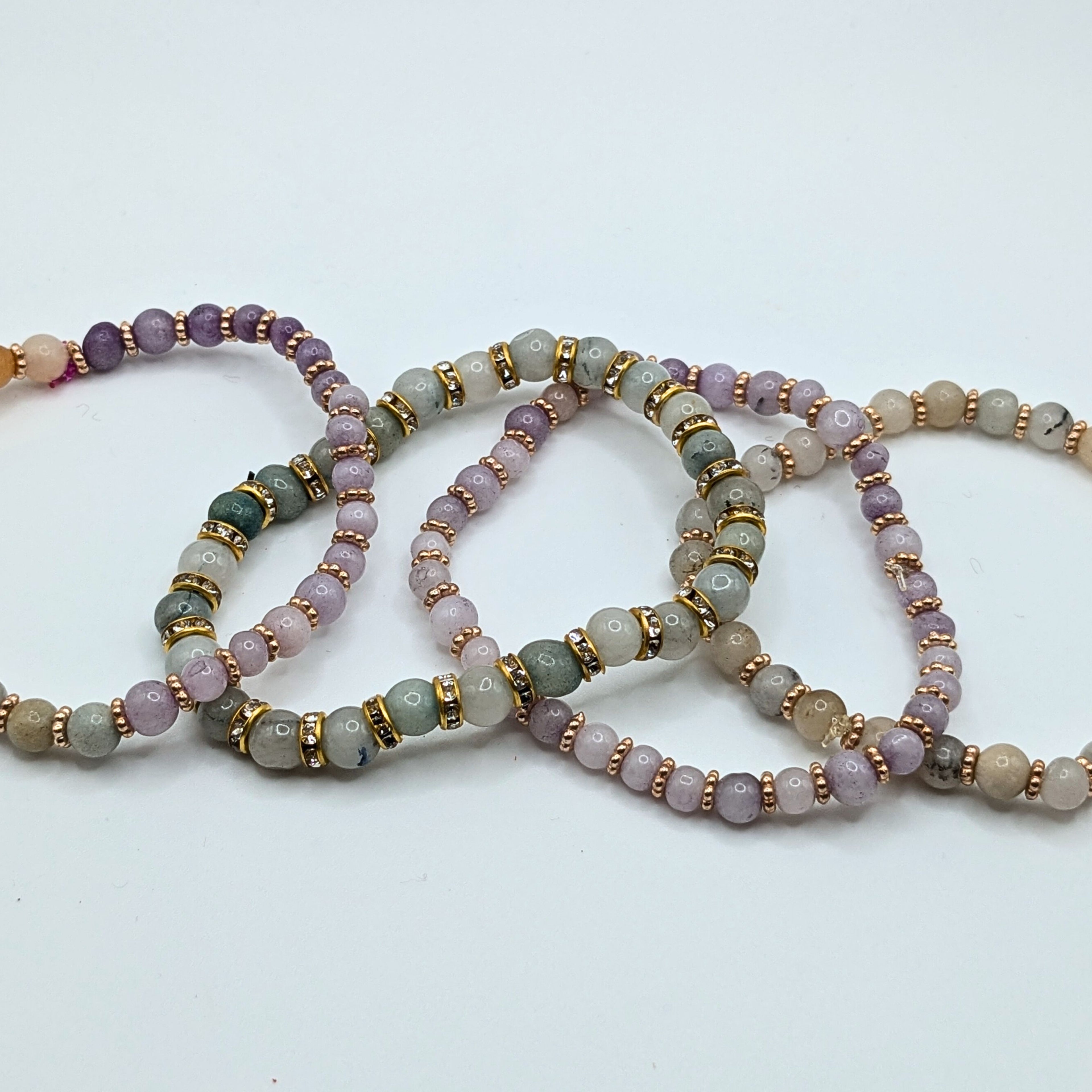 Gemstone Beaded Bracelets for Women Trendy Jewelry Boho 4 Stacked Set image 2