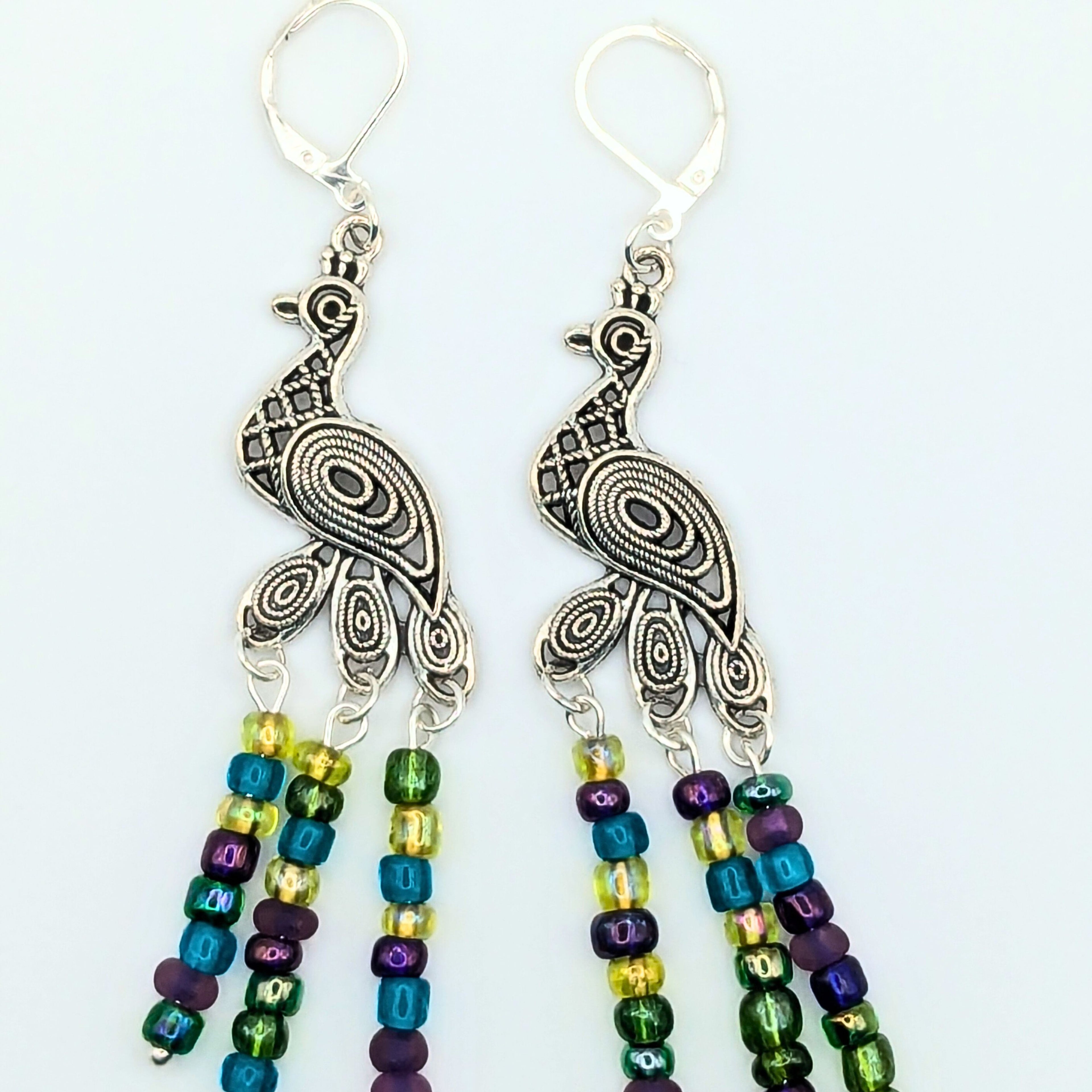 Peacock Crystal Dangle Earrings image 0