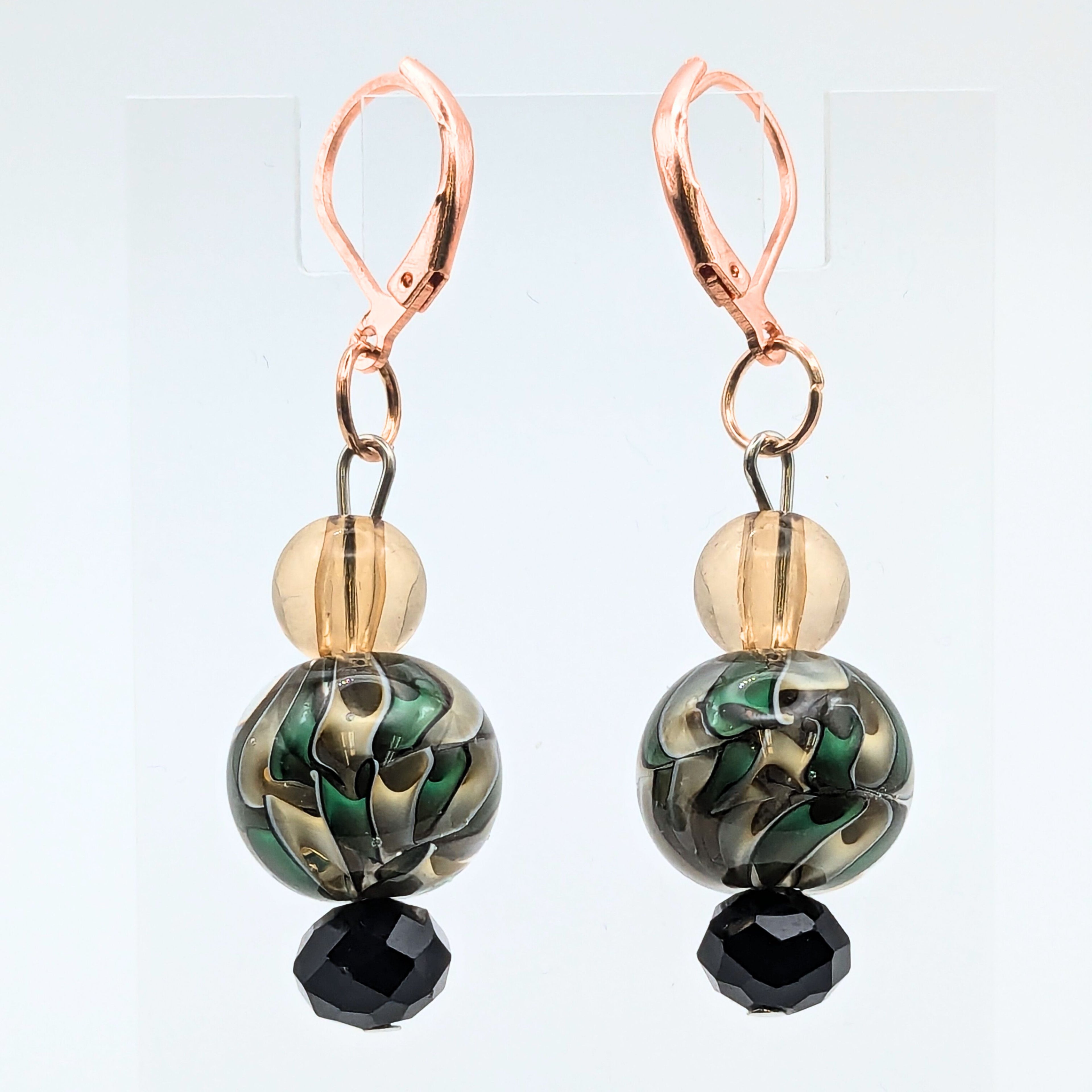 Green And Black Dangle Earrings image 0