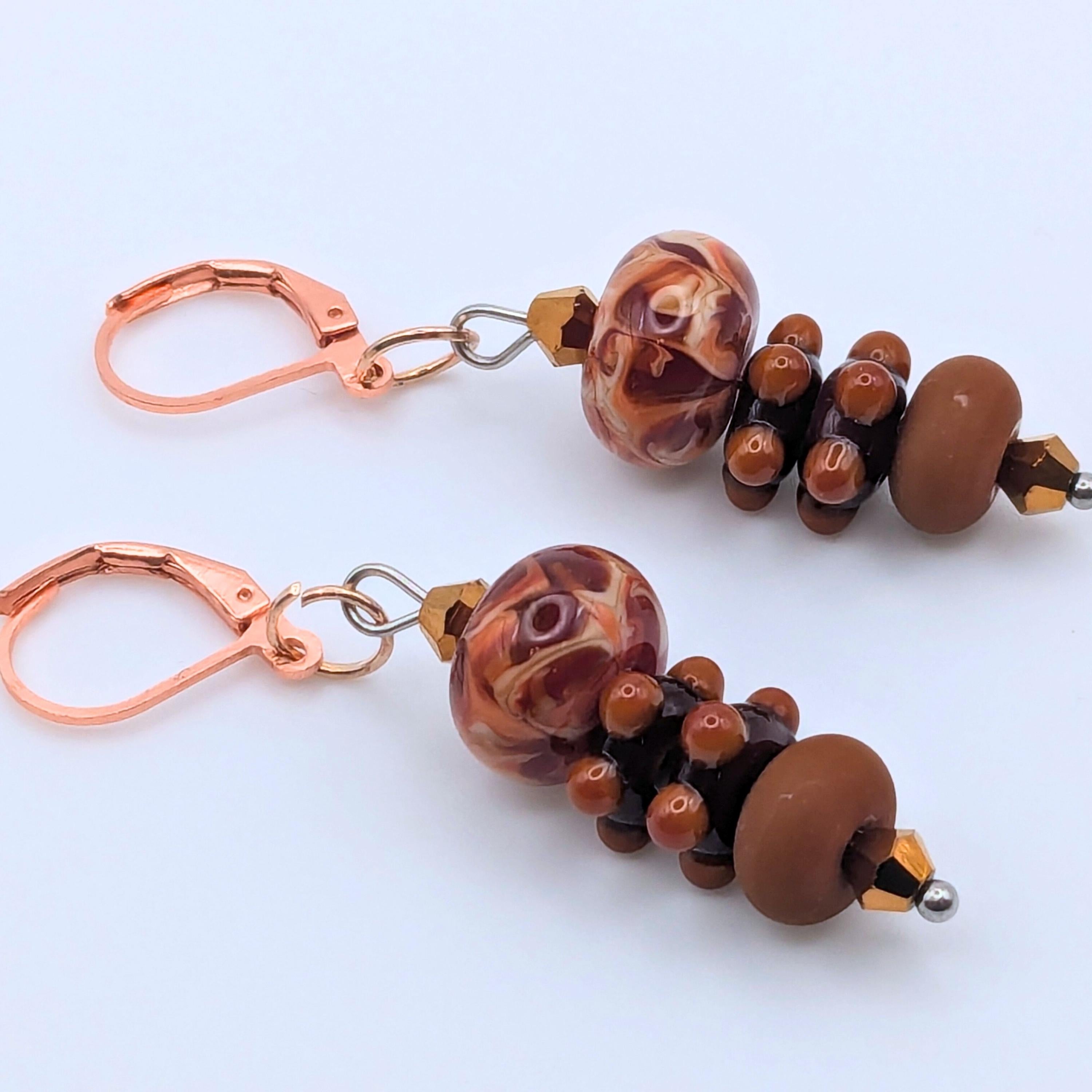 Brown Stacked Dangle Earrings image 0