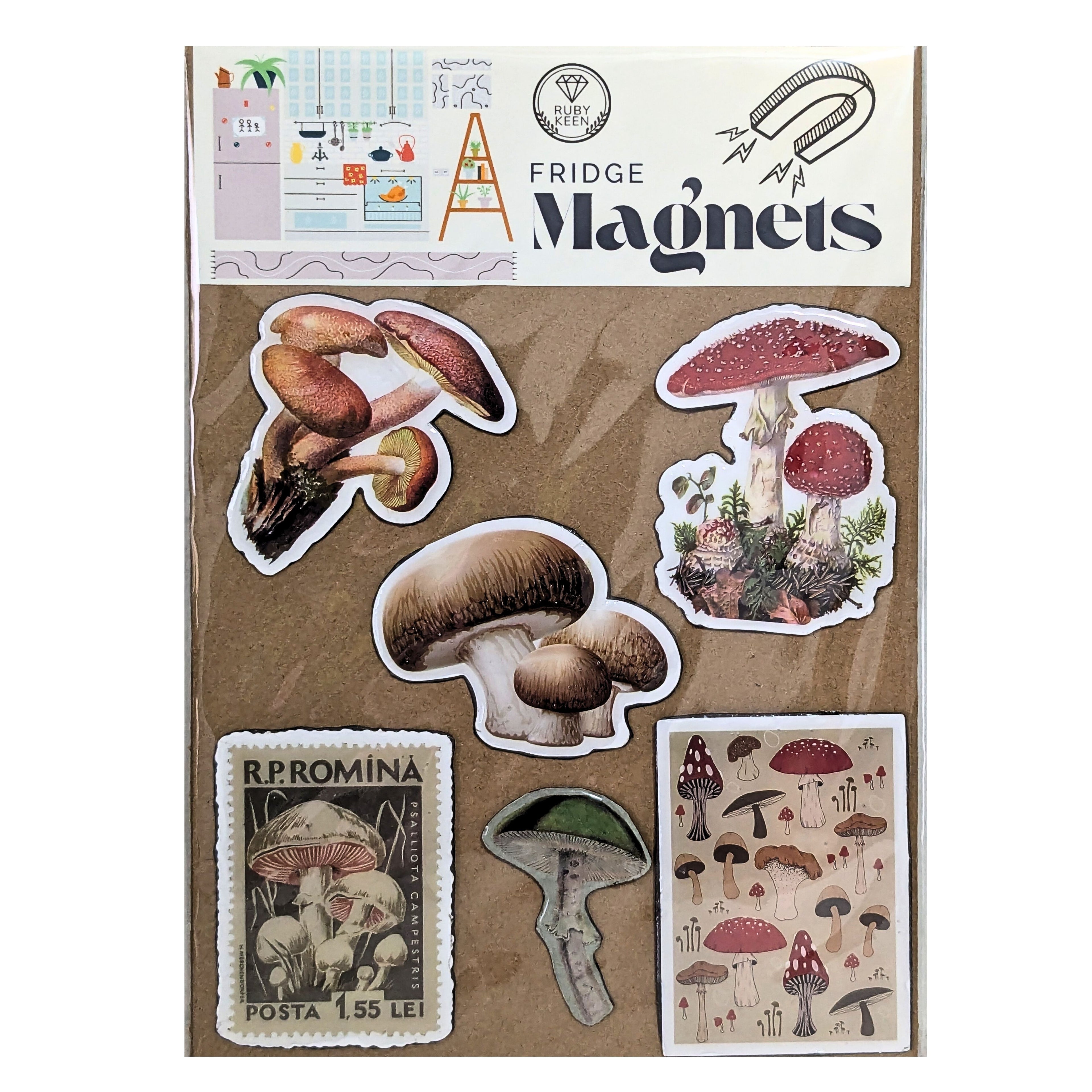 Nature Mushroom Fridge Magnets – Woodland Botanical Kitchen Decor image 0