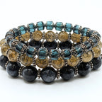 Grey Mix Beaded Bracelets for Women Jewelry Boho Beaded 3 Stacked Set image 0