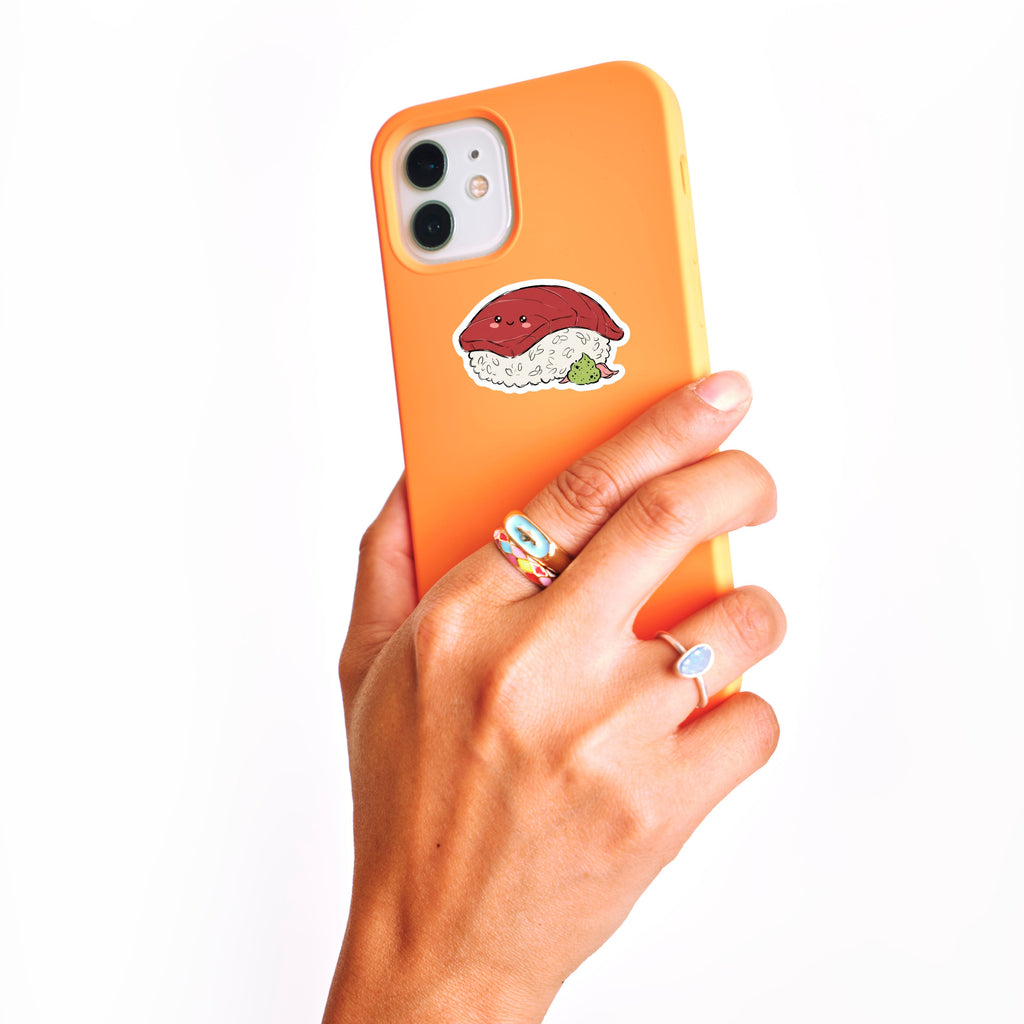 Kawaii Tuna Nigiri Die-Cut Sticker — Cute Sushi Waterproof Laptop & Water Bottle Decal