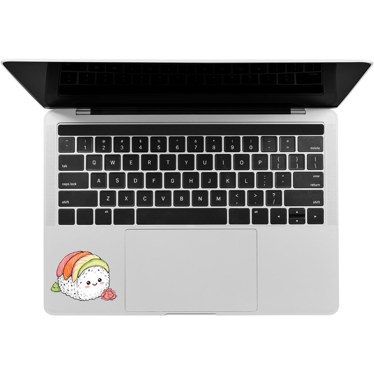Kawaii Sushi Rainbow Roll Die-Cut Waterproof Sticker — Cute Smiling Nigiri Decal