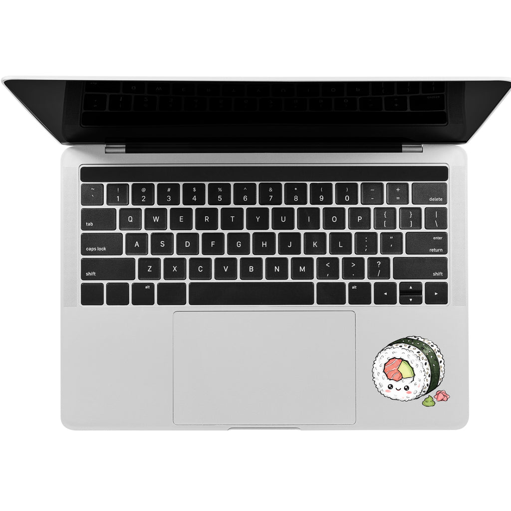 Kawaii California Sushi Roll Die-Cut Waterproof Sticker — Cute Smiling Sushi With Wasabi & Ginger Decal