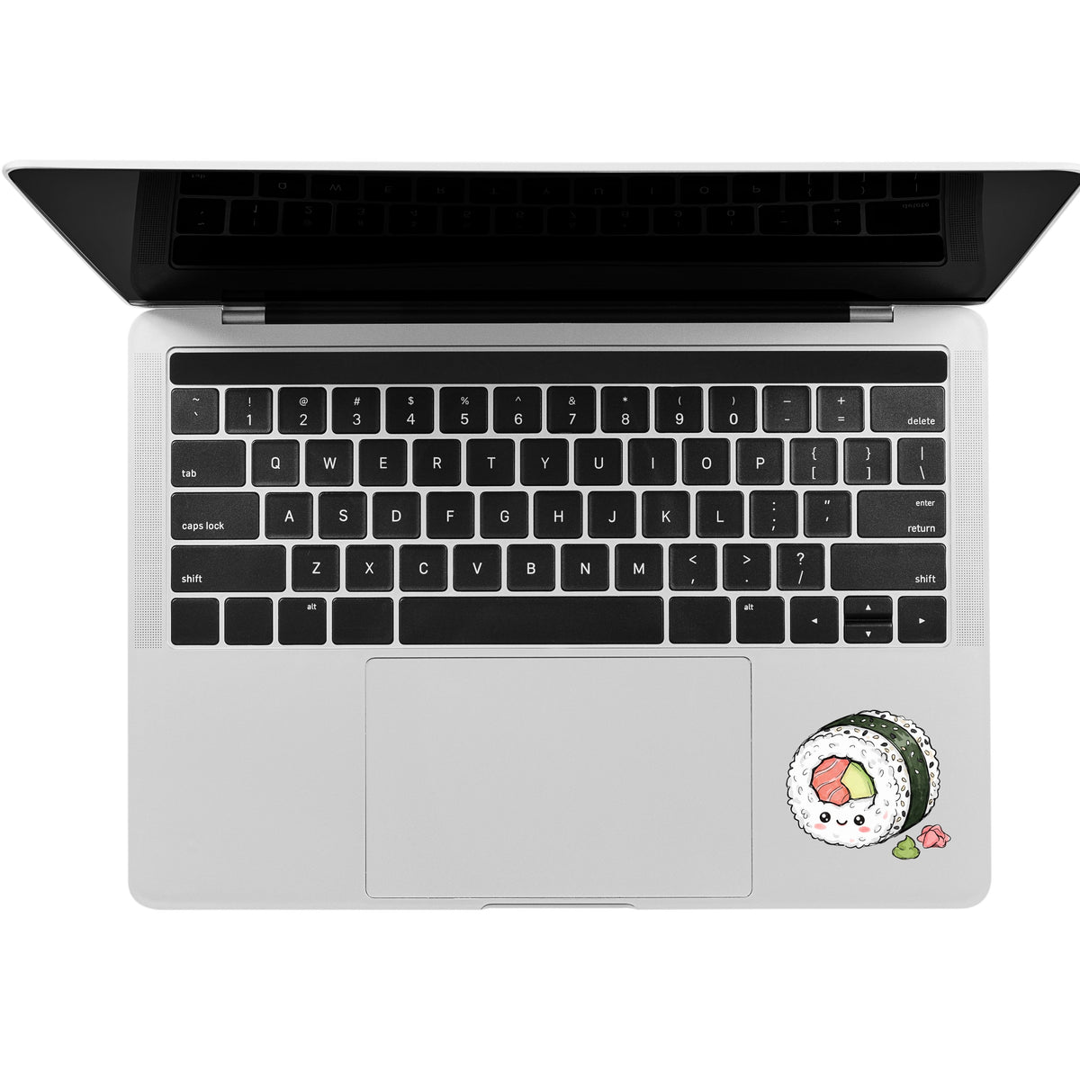 Kawaii California Sushi Roll Die-Cut Waterproof Sticker — Cute Smiling Sushi With Wasabi & Ginger Decal