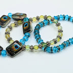 Peacock Beaded Bracelets for Women Jewelry Boho Beaded 3 Stacked Set image 4