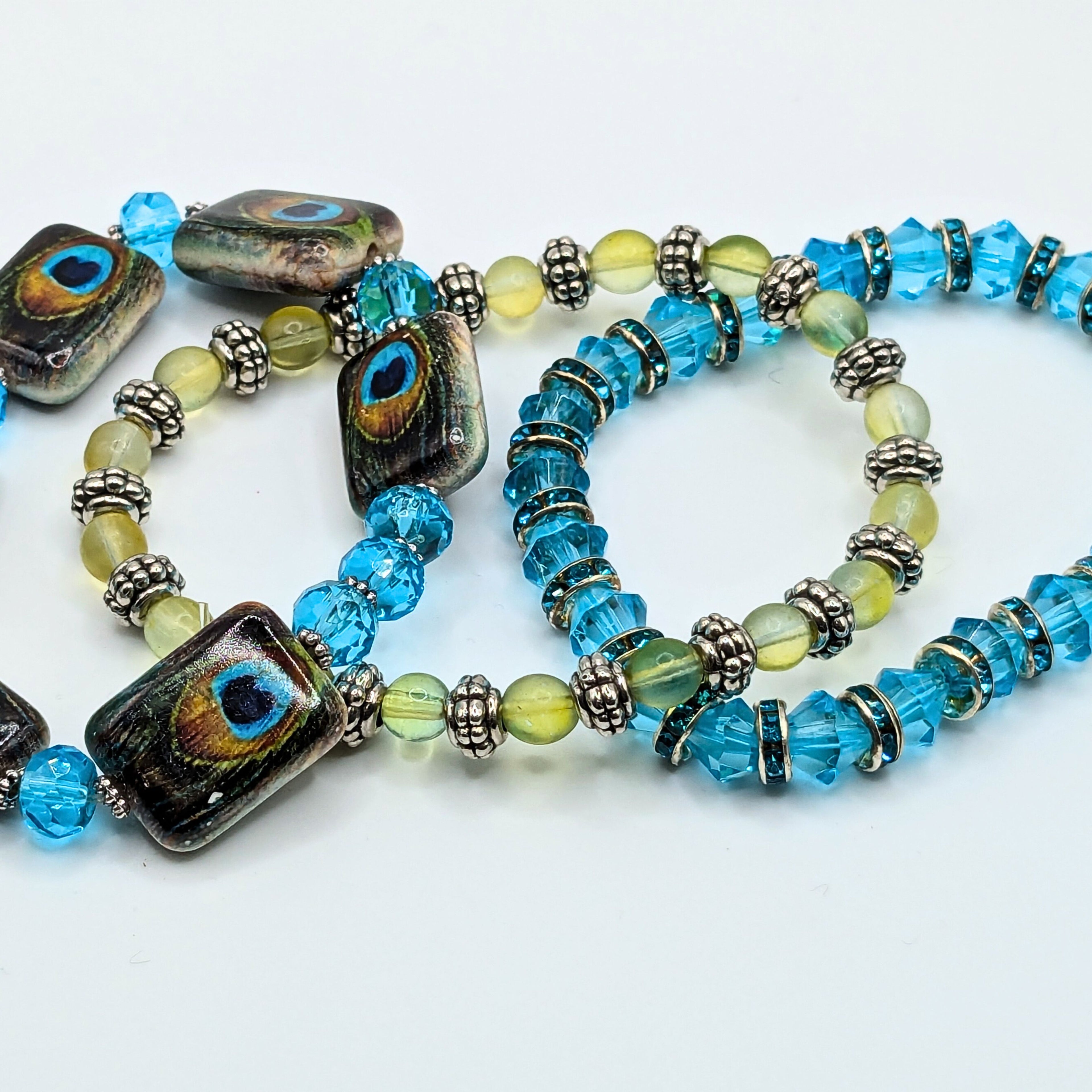 Peacock Beaded Bracelets for Women Jewelry Boho Beaded 3 Stacked Set image 4