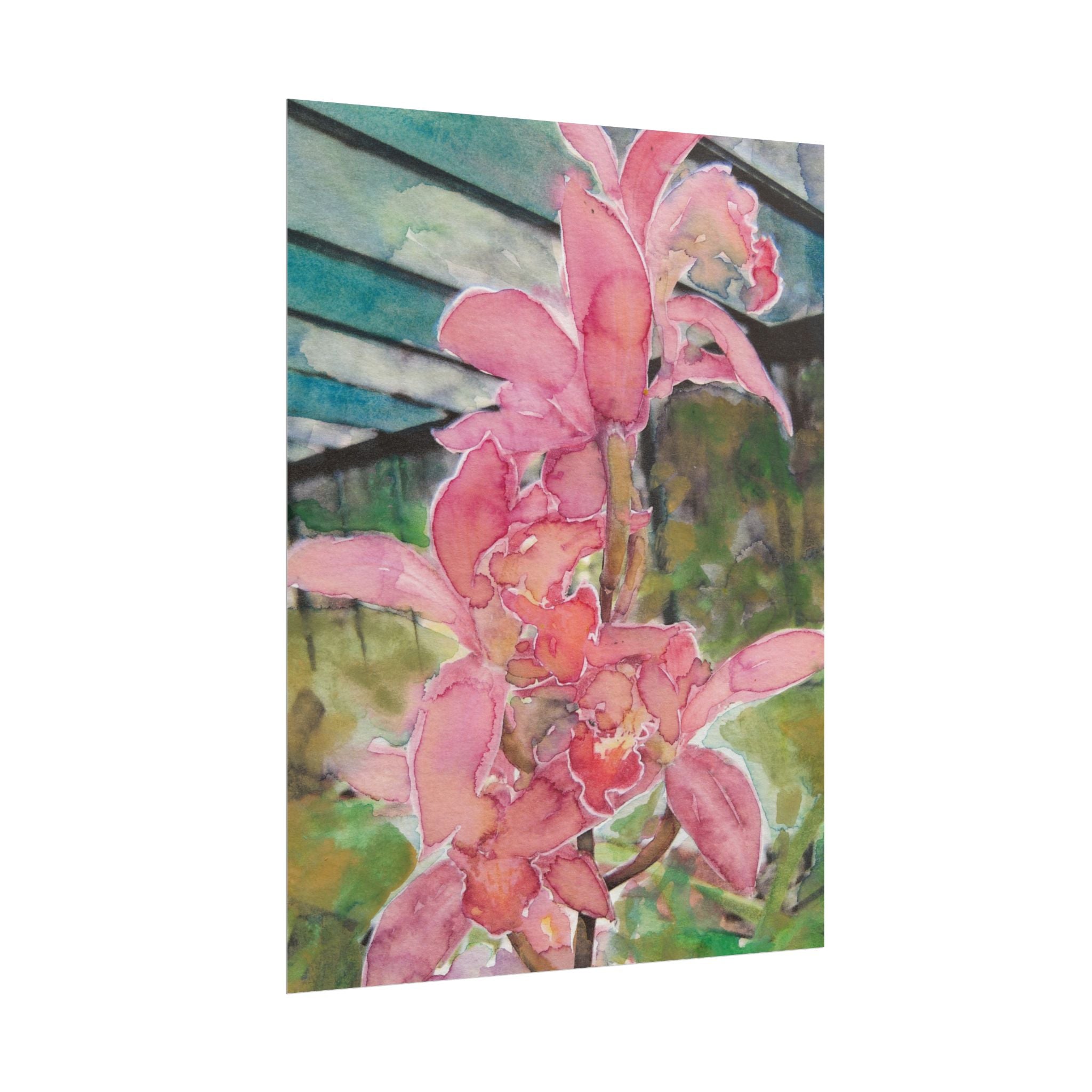 Pink Orchids Watercolor Poster, Orchid Flower Wall Art, Greenhouse Botanical Print, Pink Floral Art, Elegant Nature Home Decor