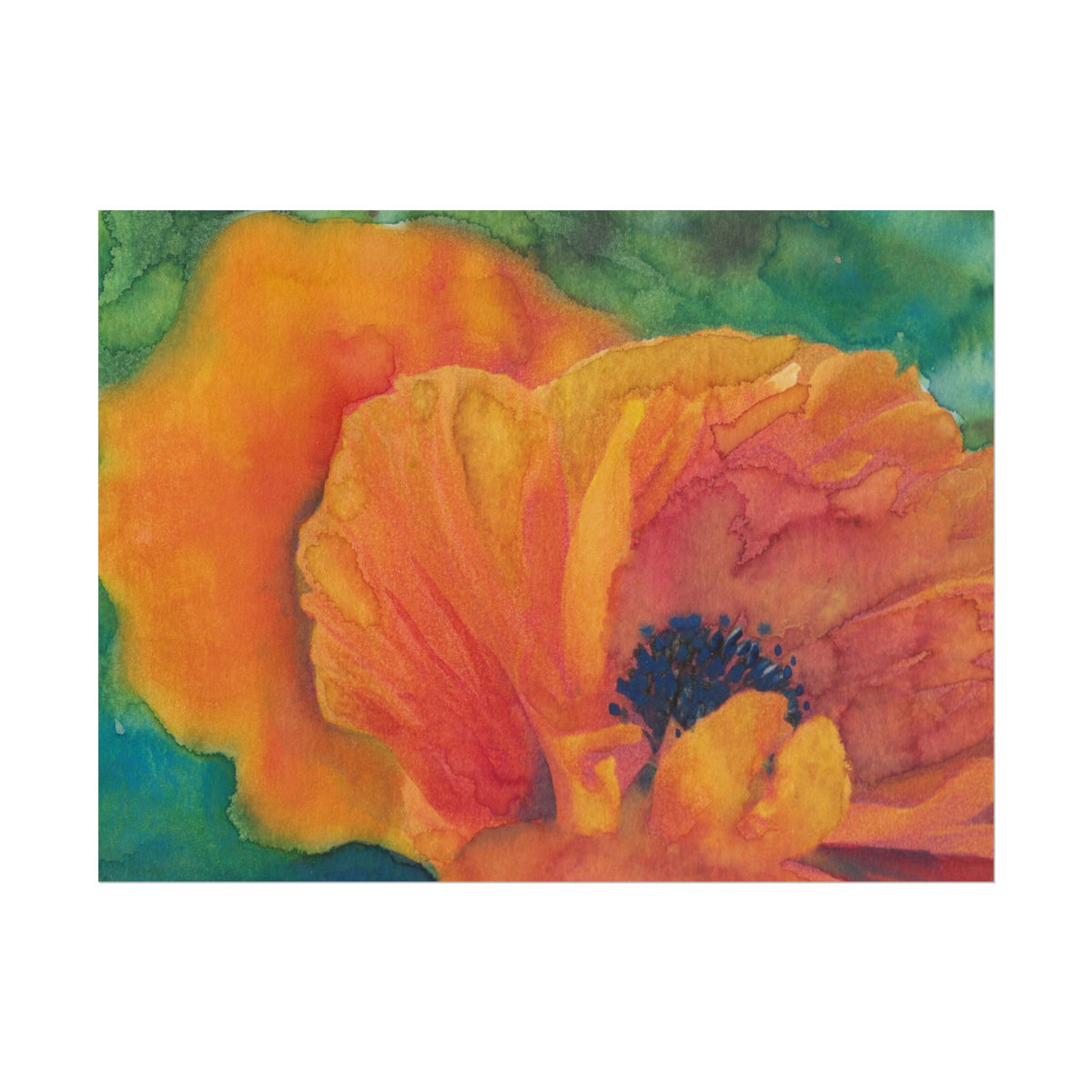 Orange Poppy Watercolor Art Print, Abstract Floral Wall Art, Orange Flower Botanical Poster, Painterly Fine Art Print, Nature Decor
