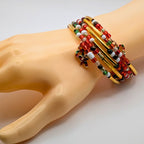 Golden Christmas Beaded Wrap Cuff Bracelet image 1