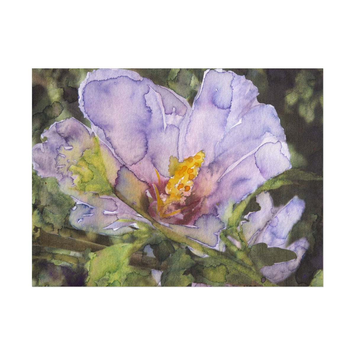 Purple Hibiscus Flower Watercolor Poster, Purple Floral Wall Art, Hibiscus Botanical Print, Tropical Flower Decor, Nature Art