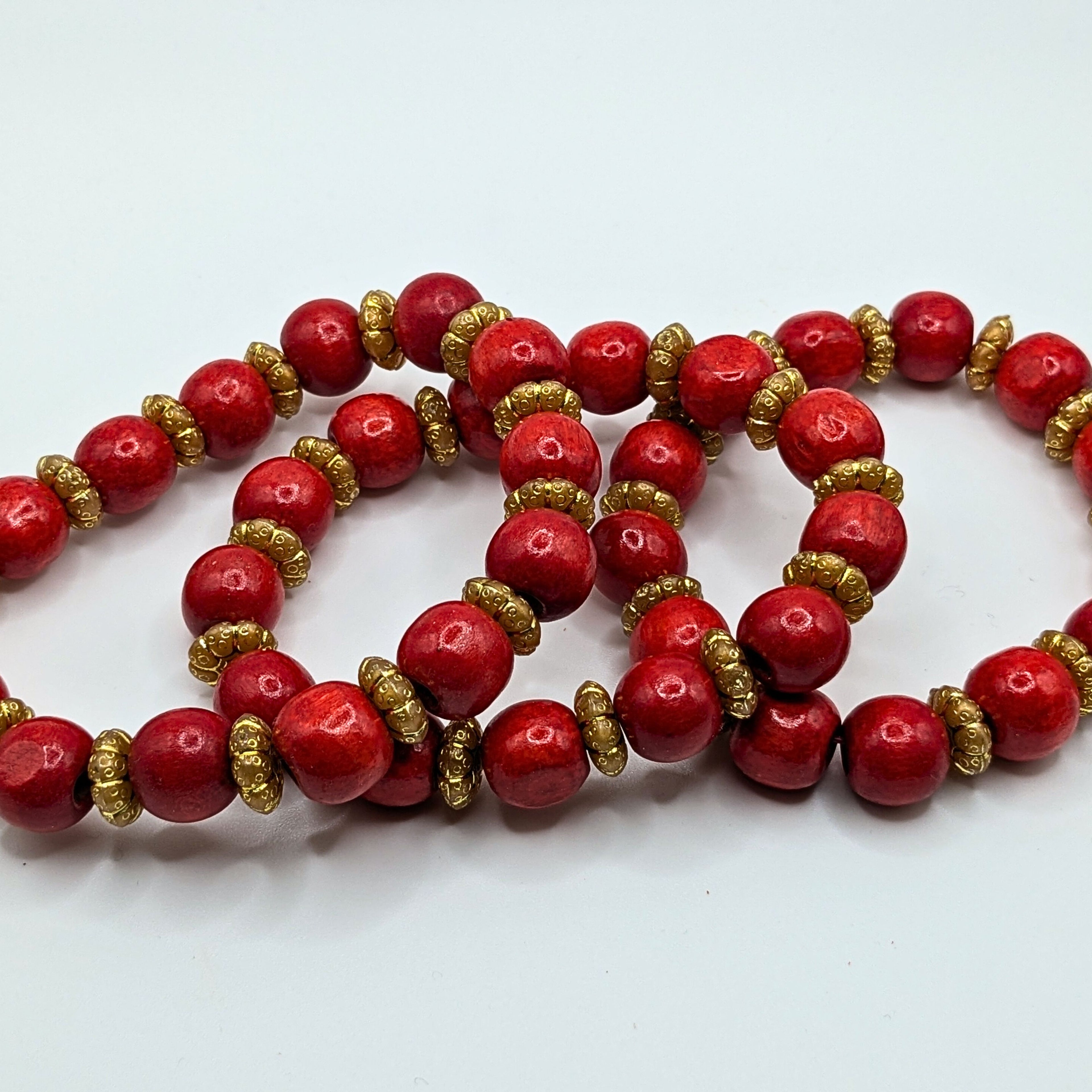 Red Beaded Bracelets for Women Jewelry Boho Beaded 3 Stacked Set image 4